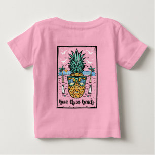 Camiseta Para Bebê Retro Boca Chica Beach dos dois lados trabalho de