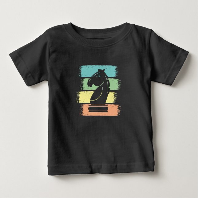 Camiseta Para Bebê Retro Chess Horse (Frente)