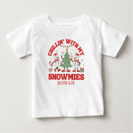 Camiseta Para Bebê Retro Chillin' Com Meus Snowmies de Natal