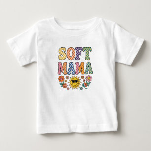 Camiseta Para Bebê Retro Colorido Xadrez Soft Mama PNG - Vintage