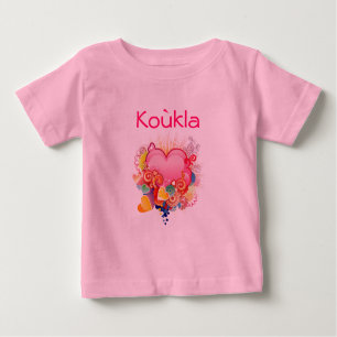 Camiseta Para Bebê Retro-Coração-Design de Koukla