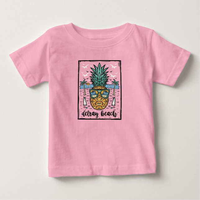 Camiseta Para Bebê Retro Delray Beach Florida (Frente)