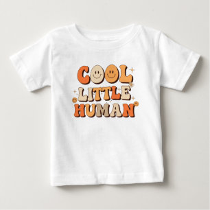 Camiseta Para Bebê Retro dos anos 70 "Cool Little Human" Rosto Sorrid