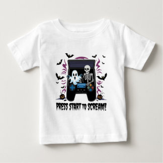Camiseta Para Bebê Rétro Gamer Halloween - Squelette Borne d'arcade