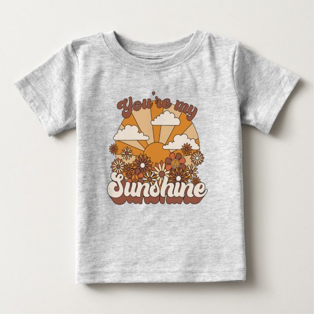 Camiseta Para Bebê Retro Groovy | Você é meu Sol (Frente)