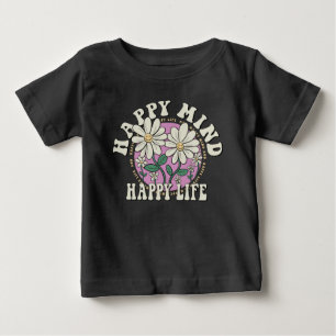 Camiseta Para Bebê Retro Happy Miney Happy Life
