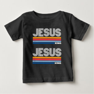 Camiseta Para Bebê Retro jesus rei cristão