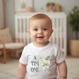 Camiseta Para Bebê Retro Minimalist A Tini One Martini Baby Shower