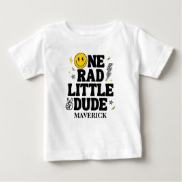 Camiseta Para Bebê Retro One Rad Little Dude Smile Boy 1st Birthday