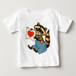 Camiseta Para Bebê Retro Raccoon Dia dos Namorados