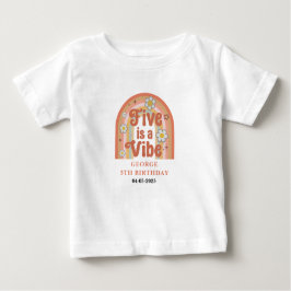 Camiseta Para Bebê Retro Rainbow FIVE is a Vibe Groovy 5th Birthday
