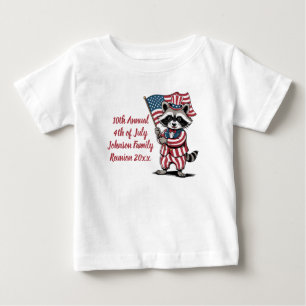Camiseta Para Bebê Reunião Festiva Raccoon 4 de julho