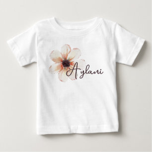 Camiseta Para Bebê Revelação de Bebê Menina Aylani Nome Flor Recém-Na