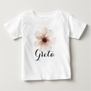 Camiseta Para Bebê Revelação do Nome da Bebê Menina Greta Recém-Nasci