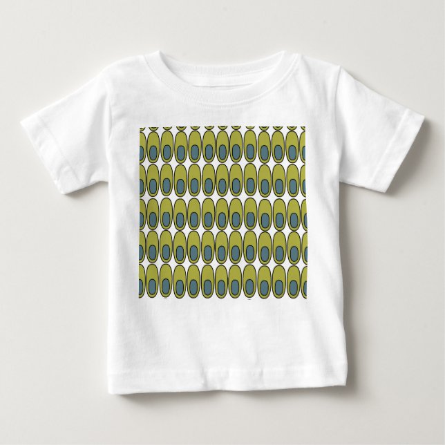 Camiseta Para Bebê Revogação de ovelhas verdes e ovais de Cinza (Frente)