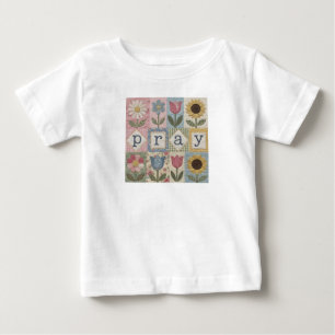 Camiseta Para Bebê Reze Fé Cristã Cottagecore