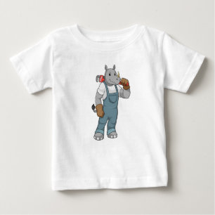 Camiseta Para Bebê Rhino como Handyman com alicates de bomba de água