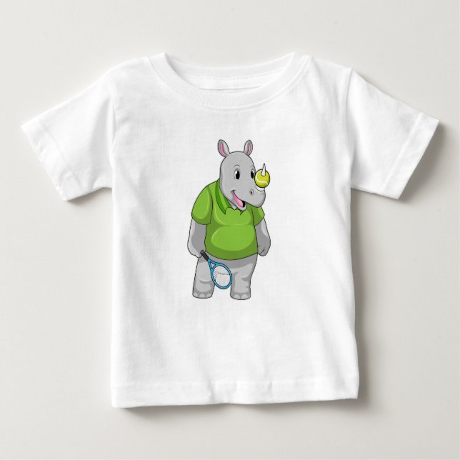 Camiseta Para Bebê Rhino em Tênis com Tênis de bola (Frente)