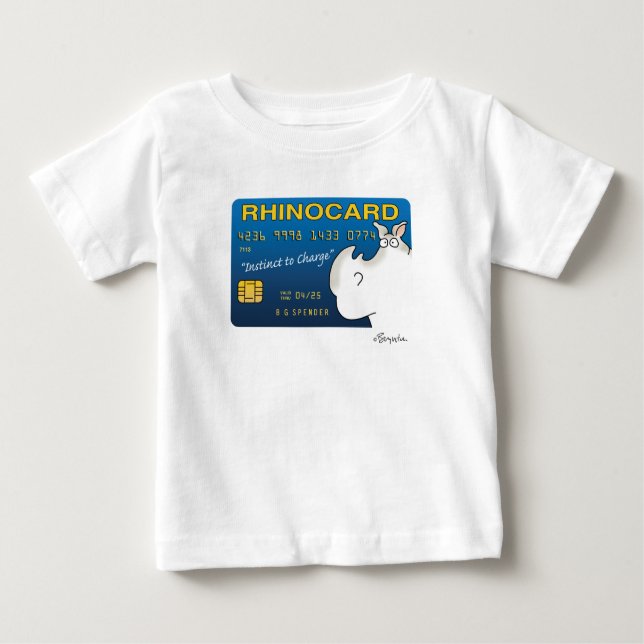 Camiseta Para Bebê RHINOCARD: INSTINTO A CARREGAR por Sandra Boynton (Frente)