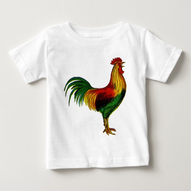Camiseta Para Bebê Rhode - galo do vermelho da ilha (Frente)