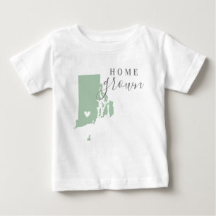 Camiseta Para Bebê Rhode Island Home Grown Estado das Cores Editáve