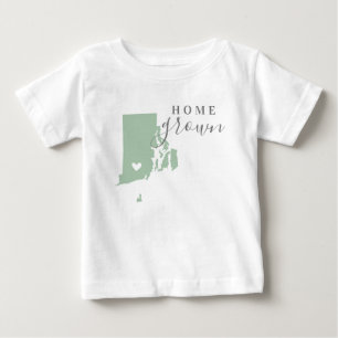 Camiseta Para Bebê Rhode Island Home Grown  Estado de cores editávei