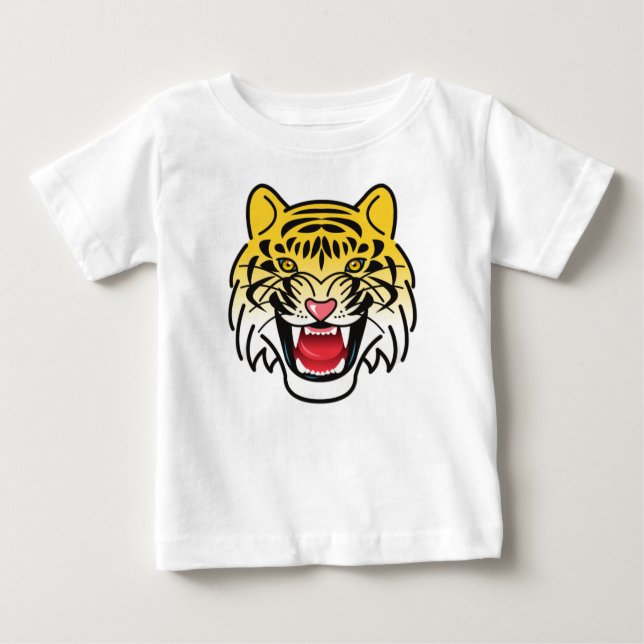 Camiseta Para Bebê Rindo de Trabalho de arte do Tiger Face (Frente)