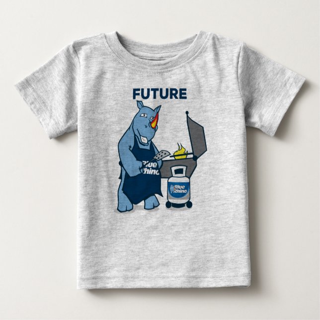 Camiseta Para Bebê Rino azul "Futuro Griller" (Frente)