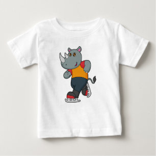 Camiseta Para Bebê Rino na patinação de gelo com skates de gelo