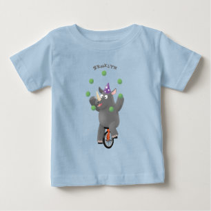 Camiseta Para Bebê Rinoceronte giro e engraçado fazendo malabarismo