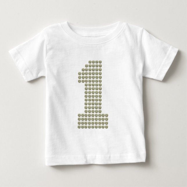 Camiseta Para Bebê Rinotraqueíte Impressa Rinestone Primeiro Aniversá (Frente)