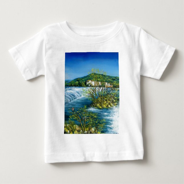 Camiseta Para Bebê RIO DE ARNO NA Paisagem Toscana ROVEZZANO Florence (Frente)