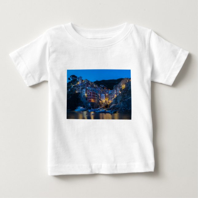 Camiseta Para Bebê Riomaggiore à noite Cinque Terre Liguria Itália (Frente)