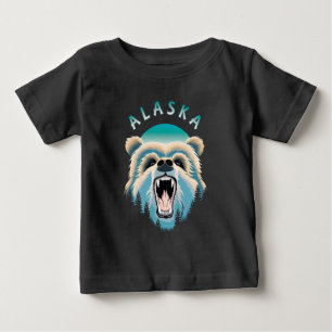 Camiseta Para Bebê Roaring Grizzly Bear Face - Alasca Willife
