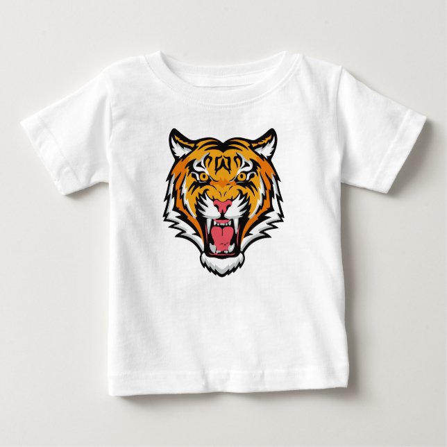 Camiseta Para Bebê Roaring Tiger Head-25818 (Frente)