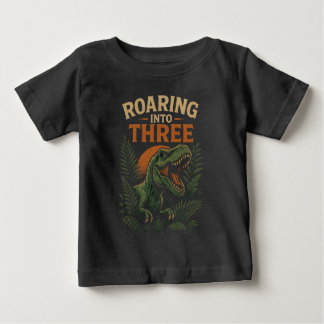Camiseta Para Bebê ROARING TO TRÊS - PRESENTE aniversário de 3 anos