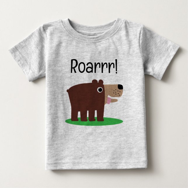 Camiseta Para Bebê Roarrr brown cub bear cartoon funny baby t shirt (Frente)