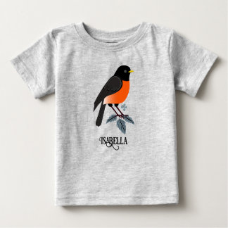 Camiseta Para Bebê Robins E Flores
