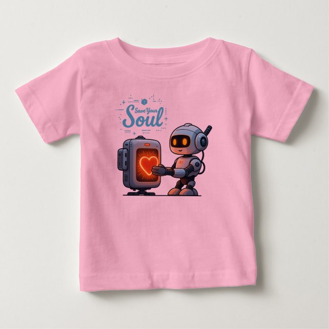 Camiseta Para Bebê robô (Frente)