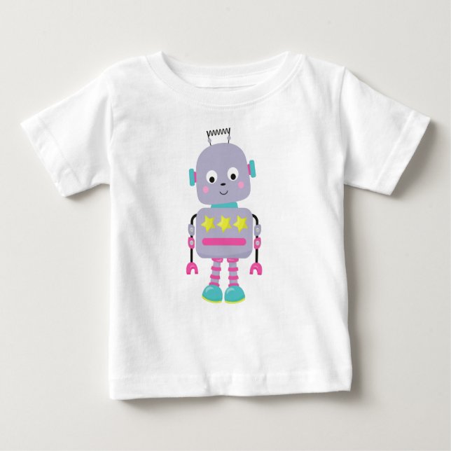 Camiseta Para Bebê Robô Bonito, Robô Bobo, Robô Engraçado, Robô Puro (Frente)