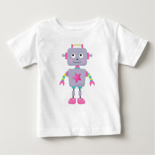Camiseta Para Bebê Robô Bonito, Robô Engraçado, Robô Bobo, Robô Roxo