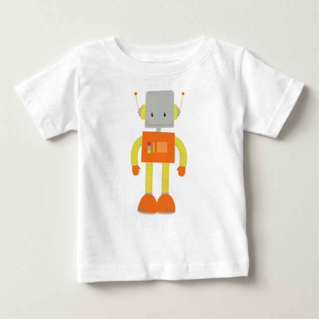 Camiseta Para Bebê Robô Bonito, Robô Engraçado, Robô Bobo, Robótica (Frente)
