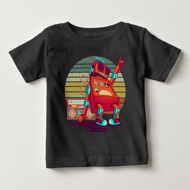 Camiseta Para Bebê Robô dançante (Frente)