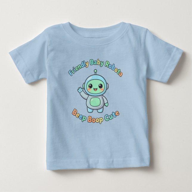 Camiseta Para Bebê Robô de Algodão Confortável (Frente)