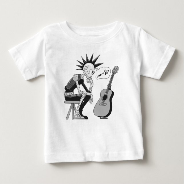 Camiseta Para Bebê Robô de Música Confuso (Frente)