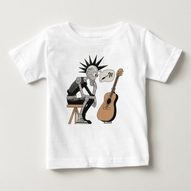 Camiseta Para Bebê Robô de Música Confuso (Frente)