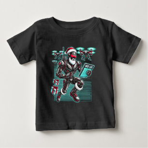 Camiseta Para Bebê Robô de Papais noeis com Força AI com Drones e L d