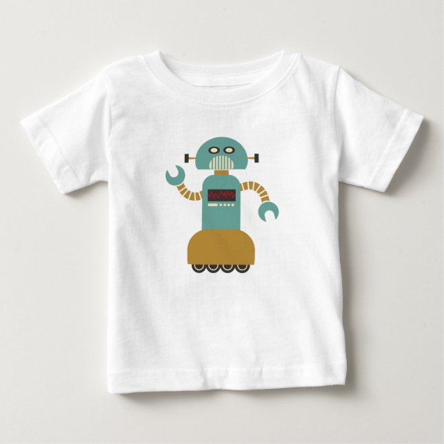 Camiseta Para Bebê Robô do cilindro de retrô engraçado (Frente)