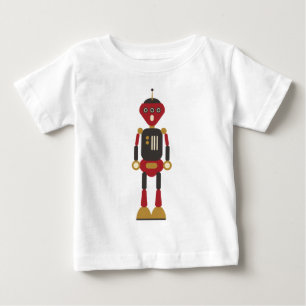 Camiseta Para Bebê Robô Retro De 3 Olhos Engraçado