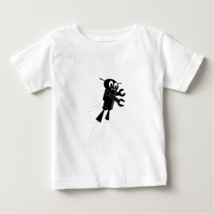 Camiseta Para Bebê Robô Voador Negro